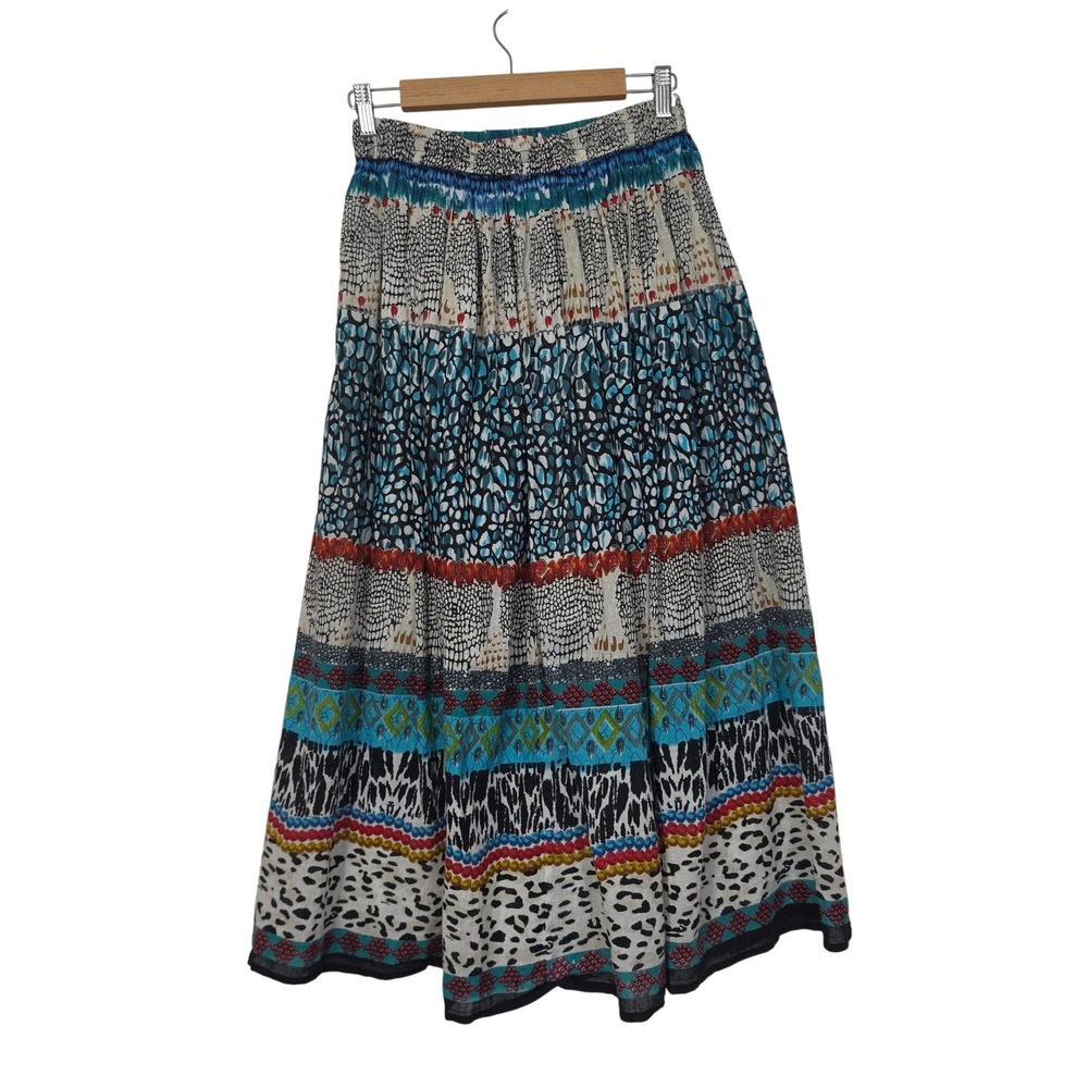 Jackpot Maxi Skirt Womens Free Size Multi-Color Boho Tiered Mixed Print